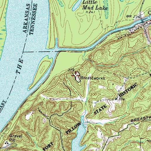 Topographic Map of Fort Pillow (historical), TN