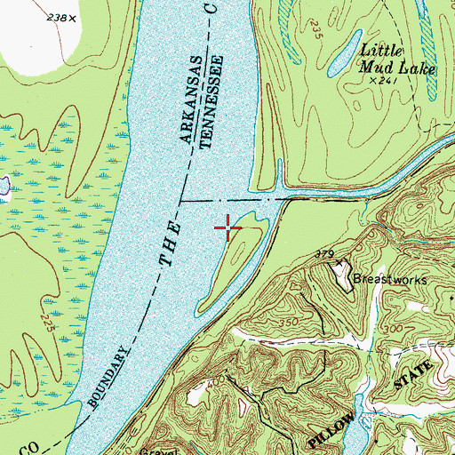 Topographic Map of Fort Pillow Landing, TN