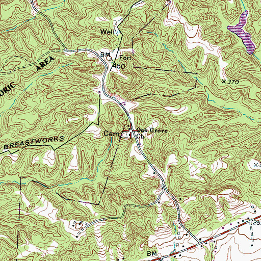 Topographic Map of Fort Pillow School (historical), TN