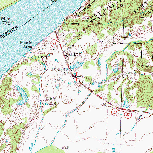 Topographic Map of Fulton Baptist Church, TN