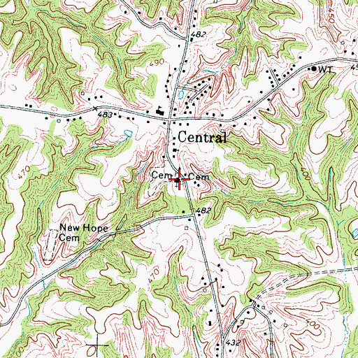 Topographic Map of Grace Church, TN