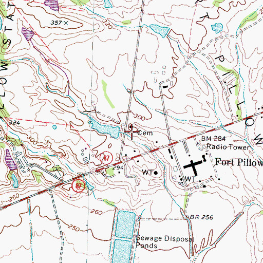 Topographic Map of Green Cemetery, TN