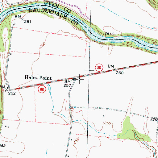 Topographic Map of Hales Point Church, TN