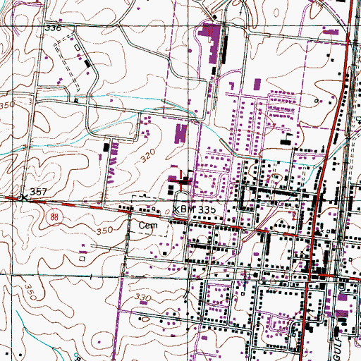 Topographic Map of Halls High School, TN