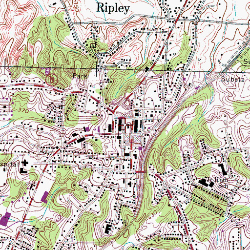 Topographic Map of Lauderdale County Courthouse, TN