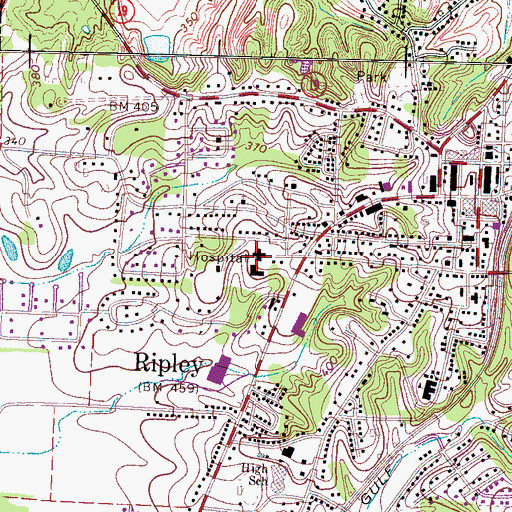 Topographic Map of Lauderdale County Retirement Center, TN