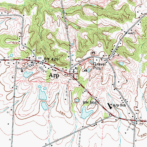 Topographic Map of Mount Pleasant Cemetery, TN