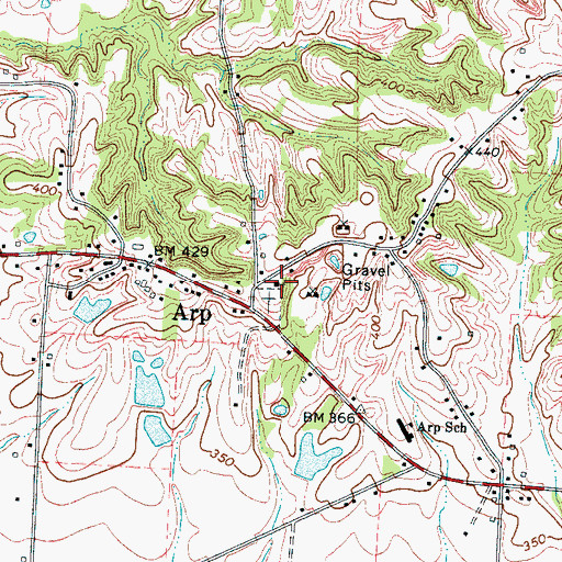 Topographic Map of Mount Pleasant Church, TN