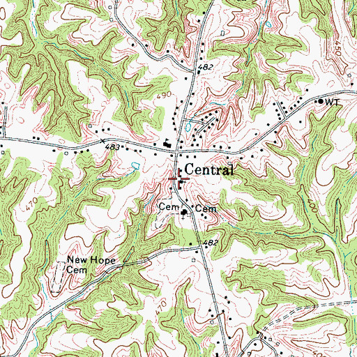 Topographic Map of New Hope Church, TN