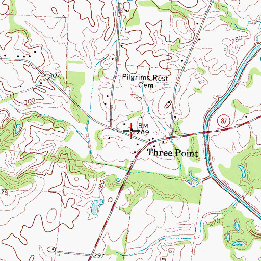 Topographic Map of Pilgrims Rest Church, TN