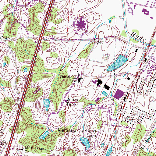 Topographic Map of Ripley Area Vocational Technical School, TN