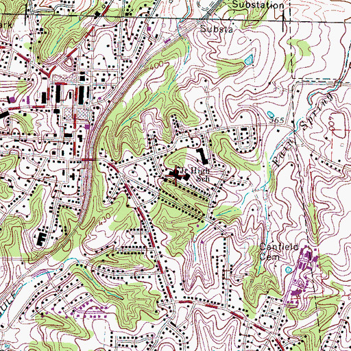 Topographic Map of Ripley Junior High School, TN