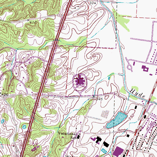 Topographic Map of Ripley Middle School, TN
