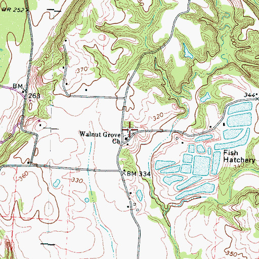 Topographic Map of Walnut Grove Cemetery, TN