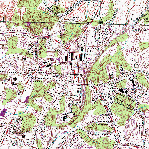 Topographic Map of Sugar Hill Library, TN