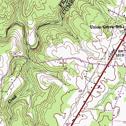 Topographic Map of Elmore Cemetery Number One, TN