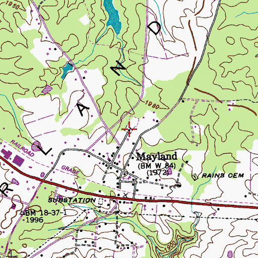 Topographic Map of Mayland Baptist Church, TN