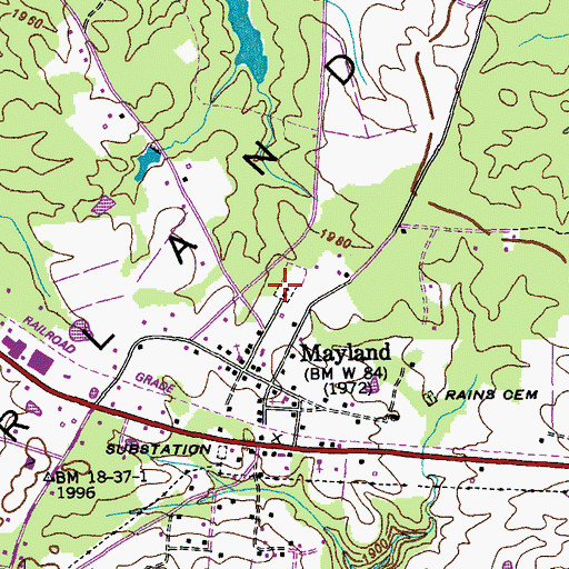 Topographic Map of Mayland Cemetery, TN