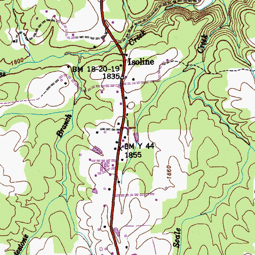 Topographic Map of Isoline Baptist Church, TN