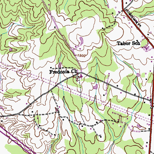 Topographic Map of Fredonia Cemetery, TN