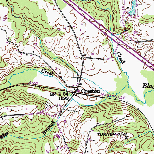 Topographic Map of Creston Baptist Church, TN