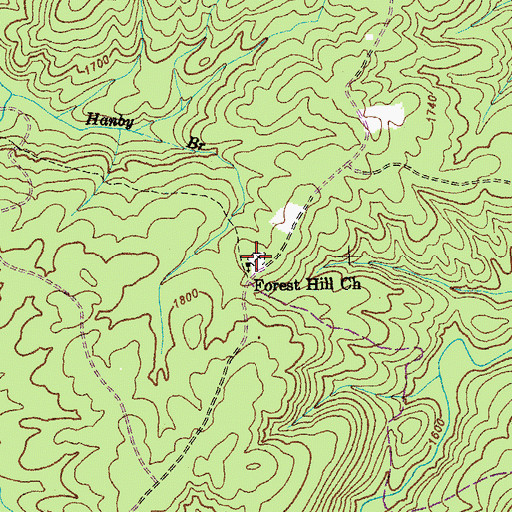 Topographic Map of Forest Hill Cemetery, TN
