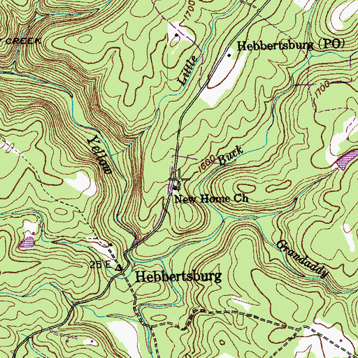 Topographic Map of New Home Cemetery, TN