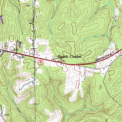 Topographic Map of Smith Chapel Cemetery, TN