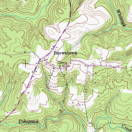 Topographic Map of Browntown Cemetery, TN