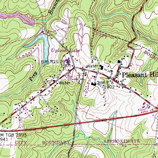Topographic Map of Pleasant Hill Cemetery, TN
