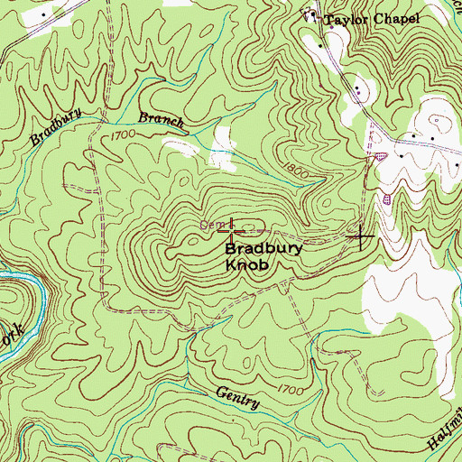 Topographic Map of Anderson Cemetery, TN