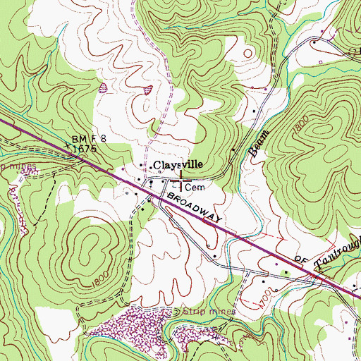 Topographic Map of Claysville Cemetery, TN