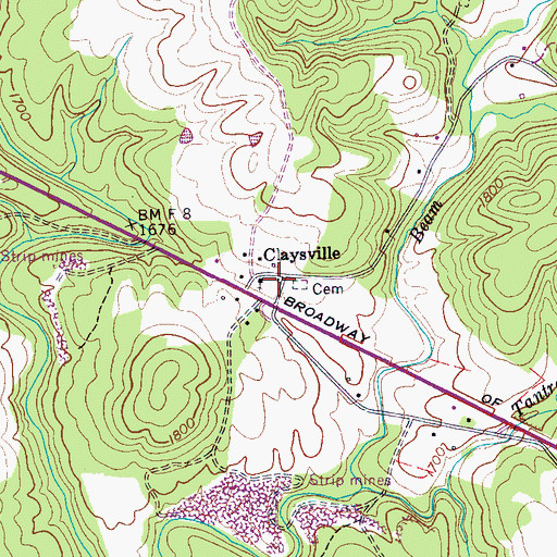 Topographic Map of Claysville School (historical), TN