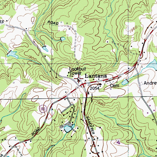 Topographic Map of Lantana Church of Christ, TN