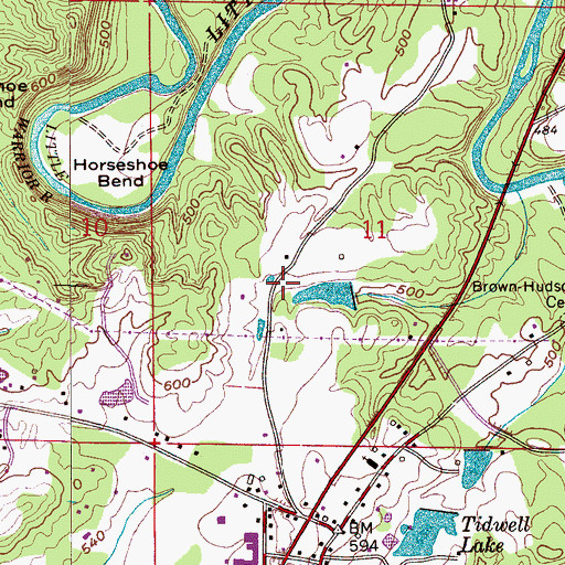 Topographic Map of Paul Marsh Dam, AL