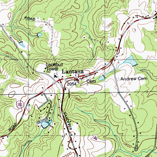 Topographic Map of Lantana School, TN