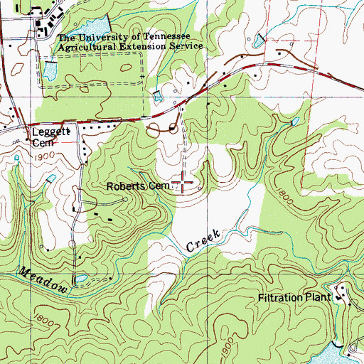 Topographic Map of Roberts Chapel (historical), TN