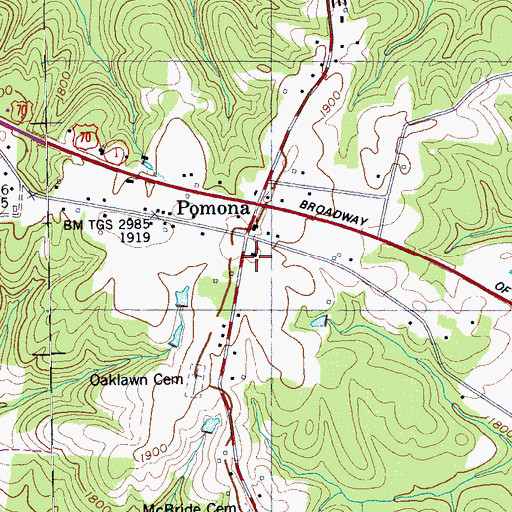 Topographic Map of Pomona School, TN