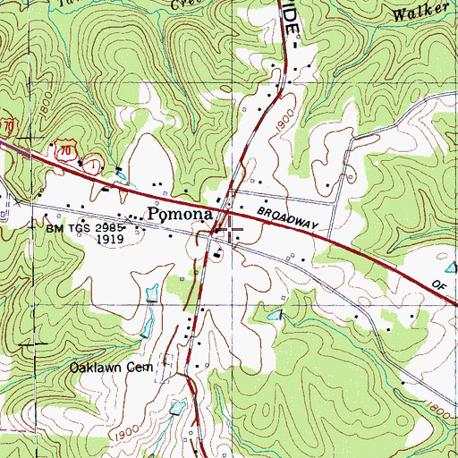 Topographic Map of Pomona Cemetery, TN
