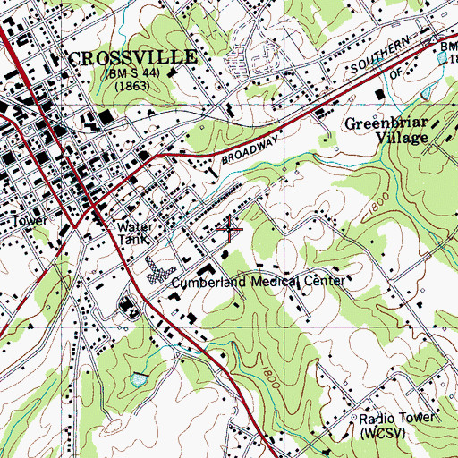 Topographic Map of Emmanuel Baptist Church, TN