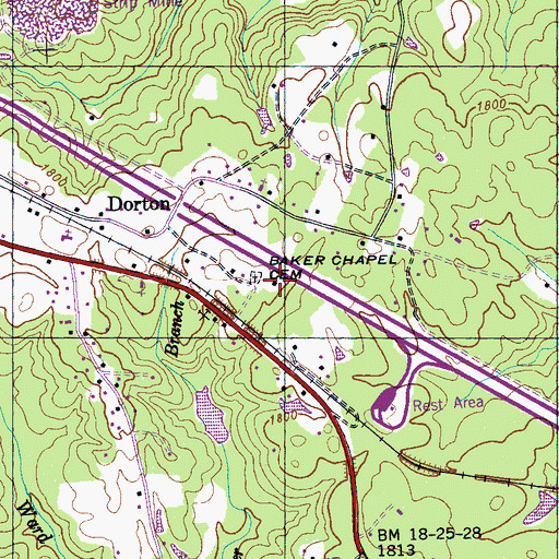 Topographic Map of Bakers Chapel School (historical), TN