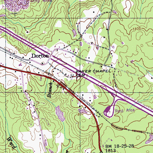 Topographic Map of Baker Chapel Methodist Church (historical), TN