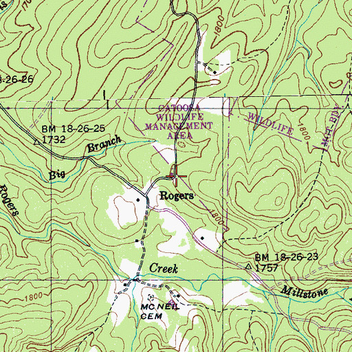 Topographic Map of Rogers Church of Christ, TN