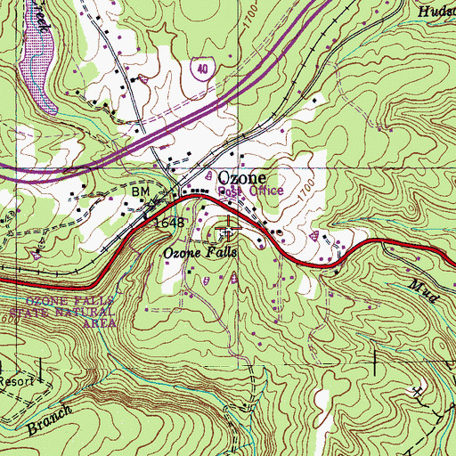 Topographic Map of Ozone Cemetery, TN
