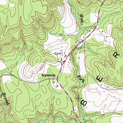 Topographic Map of Burgess Cemetery Number Two, TN