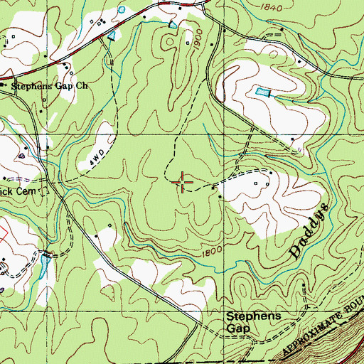 Topographic Map of Webbs Chapel (historical), TN