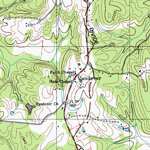 Topographic Map of Hales Chapel School (historical), TN