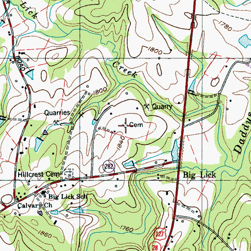 Topographic Map of Big Lick Cemetery, TN