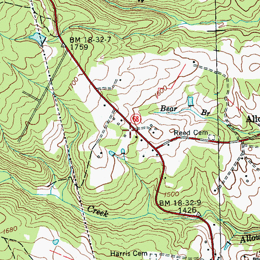 Topographic Map of Alloway Church of Christ, TN