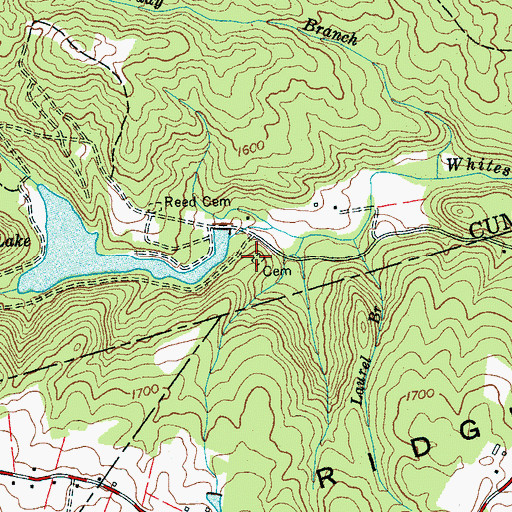 Topographic Map of King-Reed Cemetery, TN